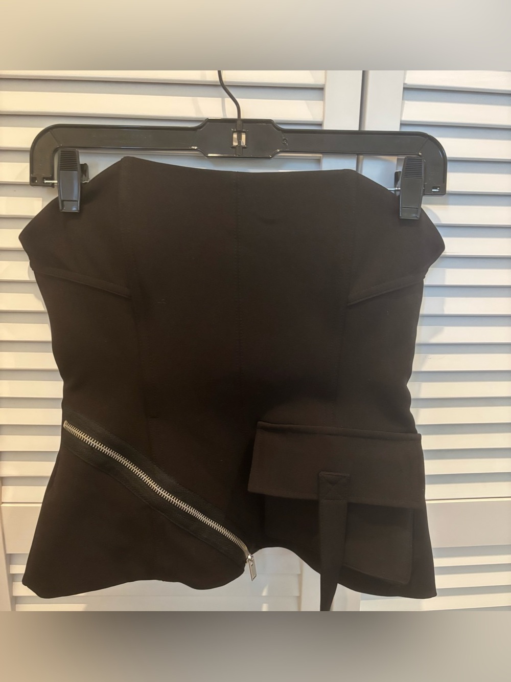 Cool Streetwear Zara Strapless Black Corset Top with Accent Pocket - Picture 4 of 6